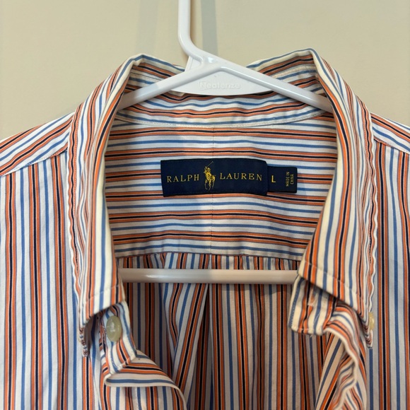 Ralph Lauren Men's Casual Striped Shirt - Orange and White Large - Picture 8 of 14